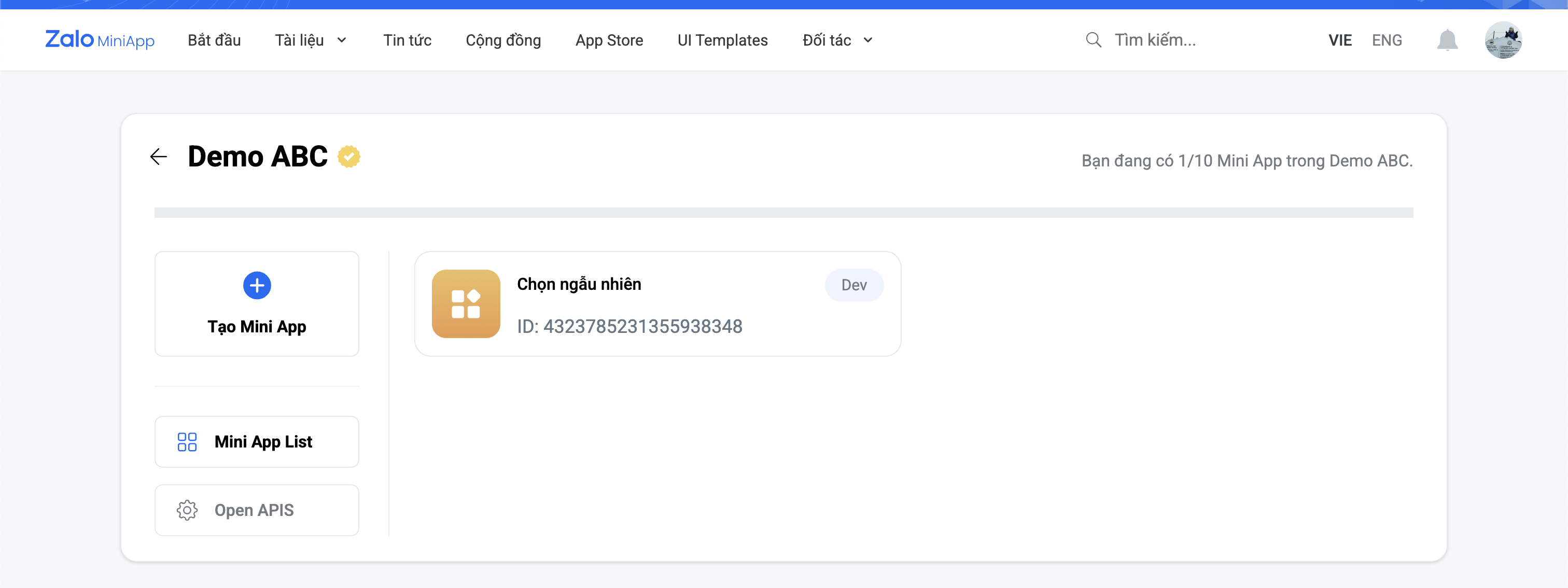 Xác nhận tạo Mini App