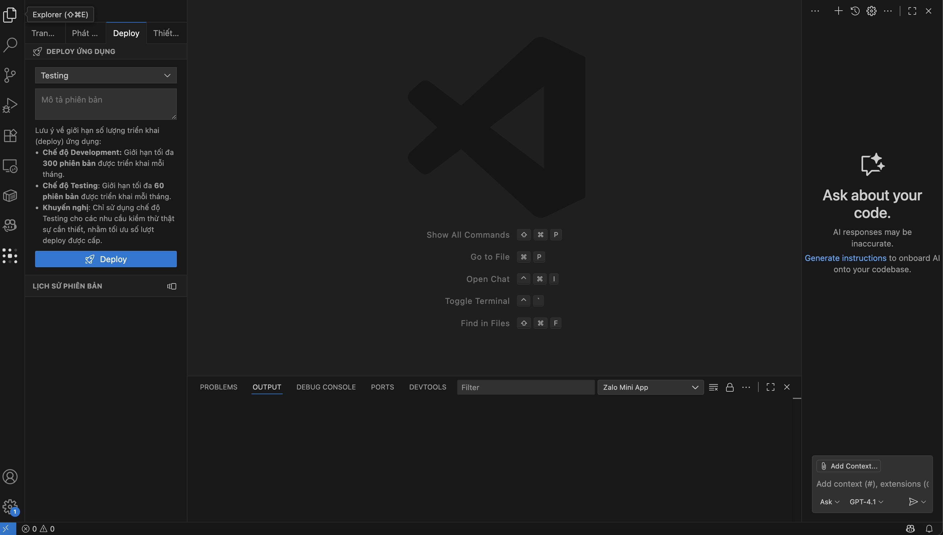 Deploy Testing mode